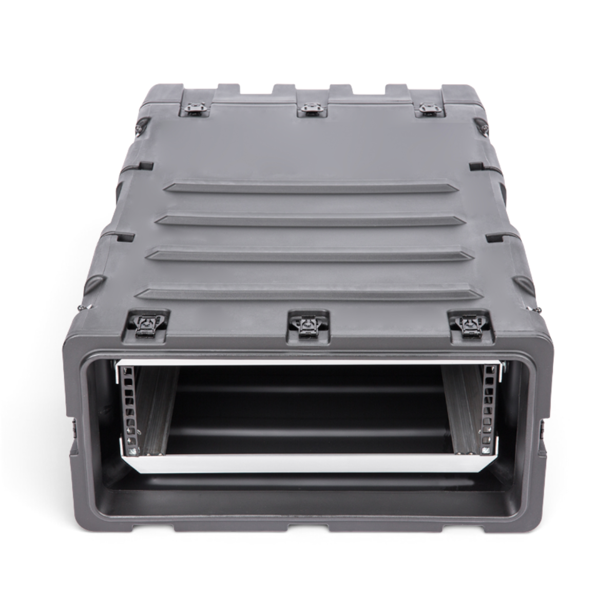 SKB Cases 3U 30-inch deep black shock rack with internal aluminum frame and recessed hardware for equipment protection