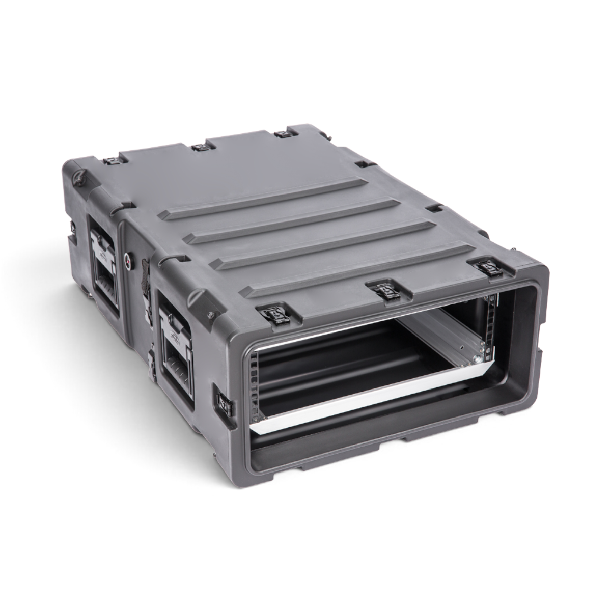 SKB Cases 3U 30-inch deep shock rack in black, featuring a rugged roto-molded shell and internal aluminum rack rails.