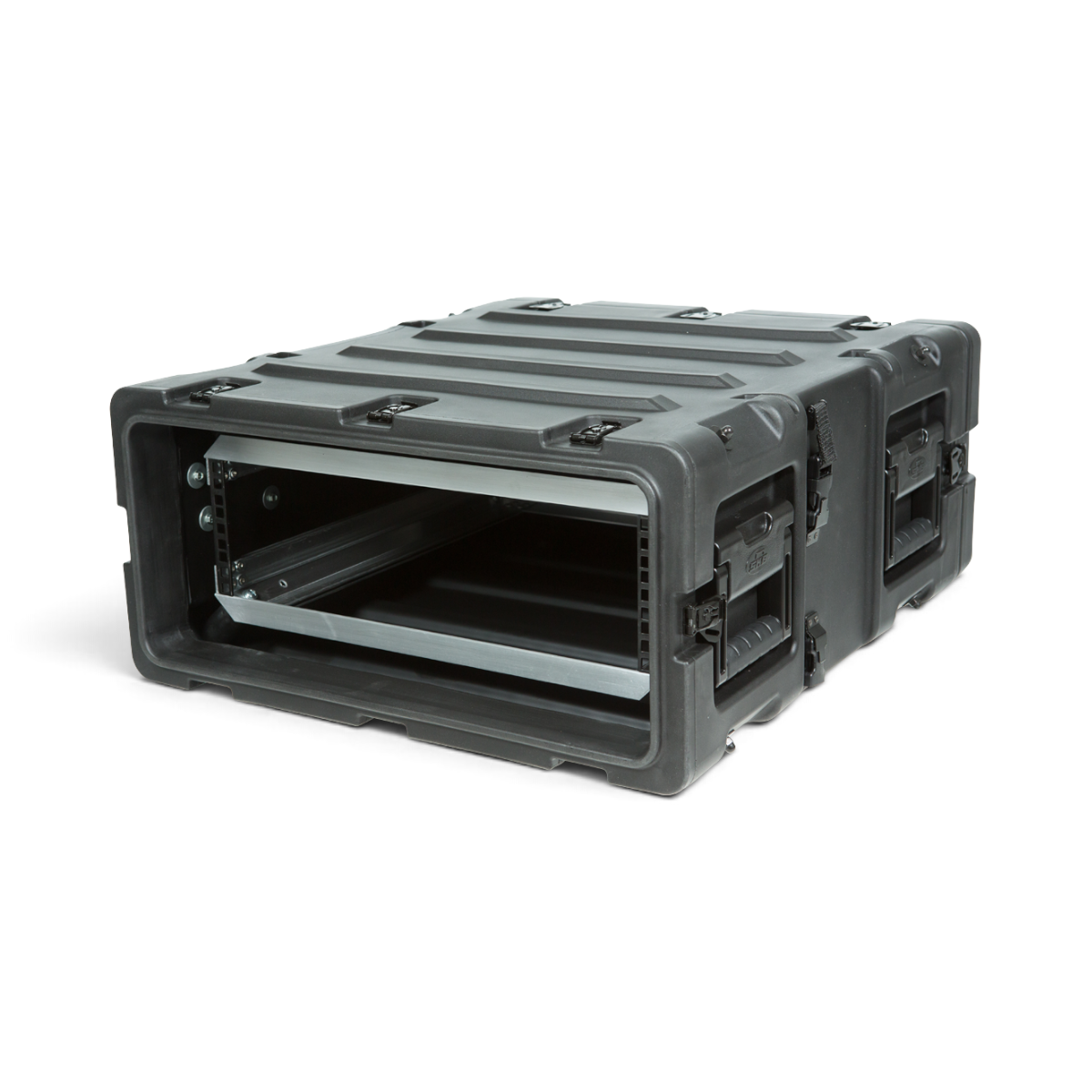 SKB Cases 3U 20-inch deep shock rack in black with aluminum internal frame and recessed handles