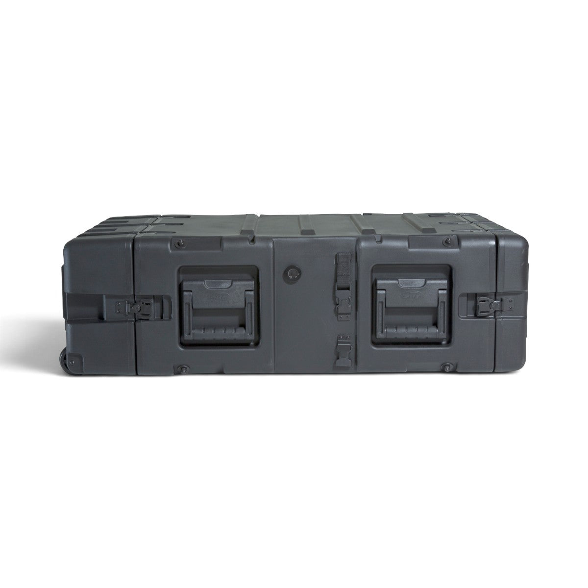 SKB Cases 3U 24-inch deep shock rack in black, featuring a rugged roto-molded shell with recessed handles and latches.