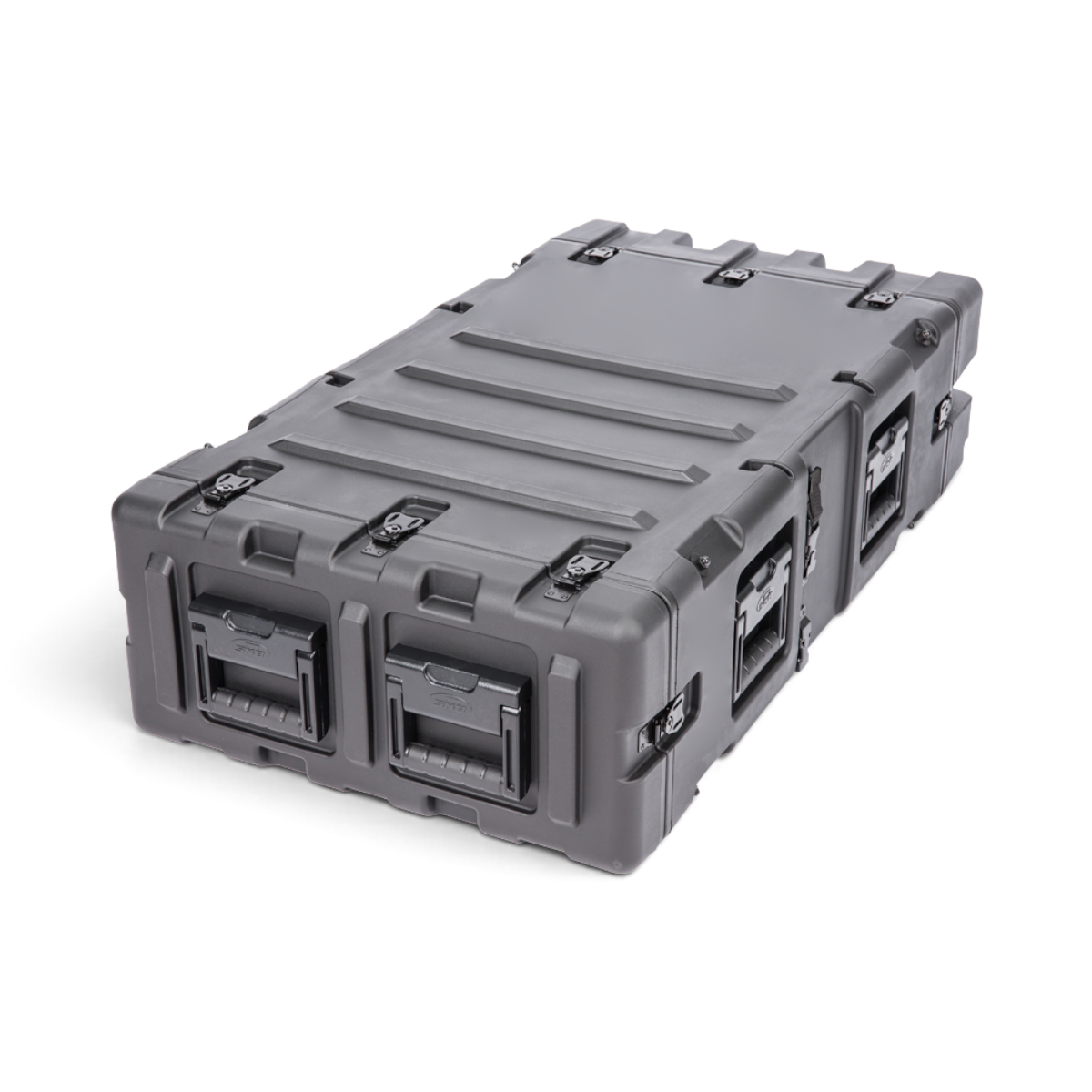 SKB Cases 3U 30-inch deep shock rack transport case in black with rugged roto-molded shell and recessed hardware.
