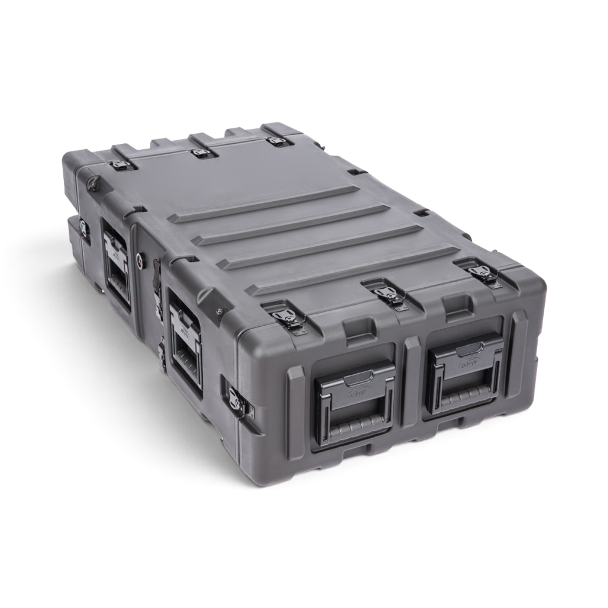 SKB Cases 3U 30-inch deep black shock rack transport case with rugged roto-molded shell and recessed hardware