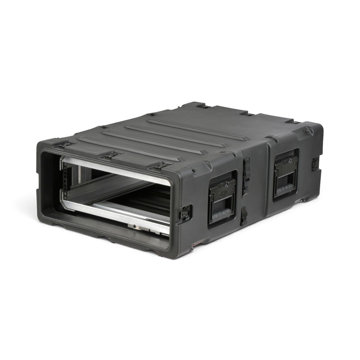 SKB Cases 3U 30-inch deep shock rack transport case in black with removable inner chassis and rugged molded shell.