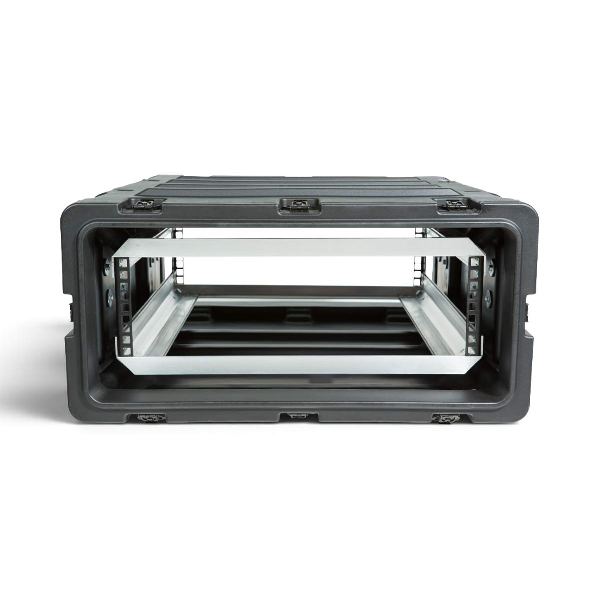SKB Cases 3U 24-inch deep shock rack with a rugged black roto-molded shell and internal metal equipment rails.