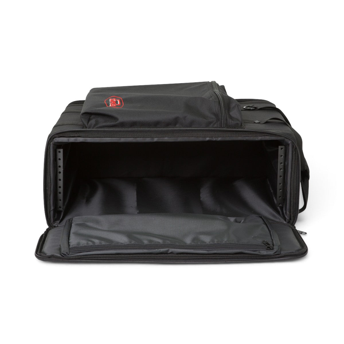 SKB Cases 3U soft rack bag in black nylon with threaded steel rails and zippered storage pouches
