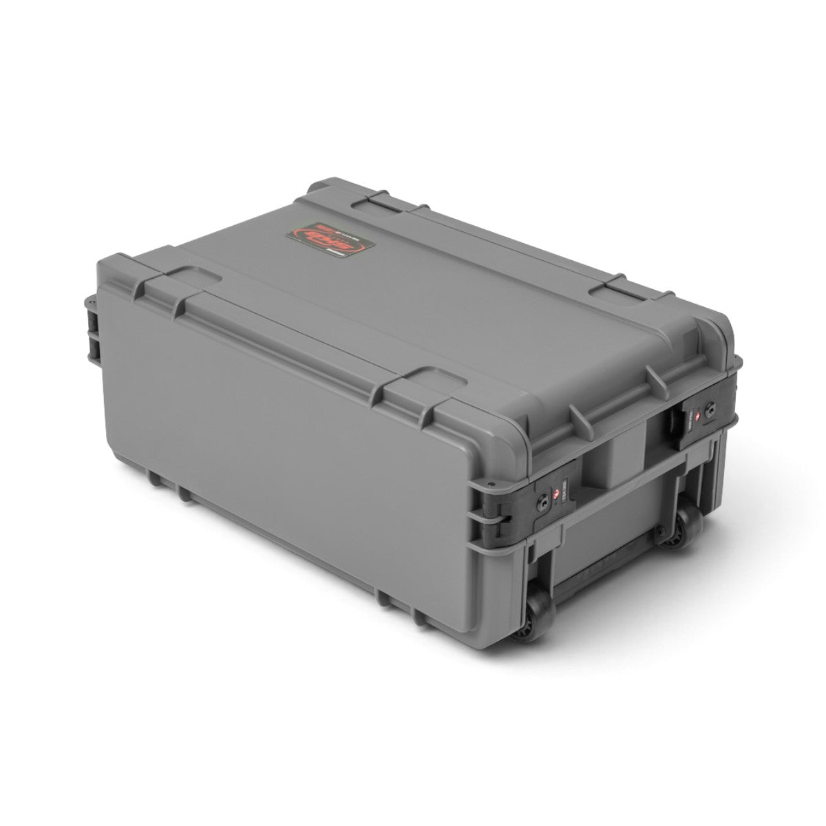 SKB Cases 4U injection molded rack case in dark grey with built-in wheels and telescoping handle