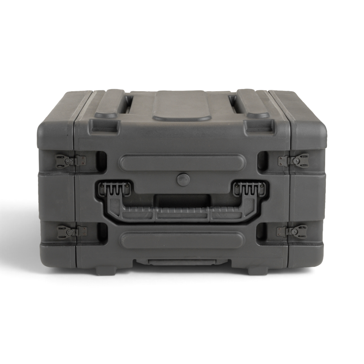 SKB Cases 4U 20-inch deep rSeries rolling shock rack in black with secure twist latches and molded pull handle