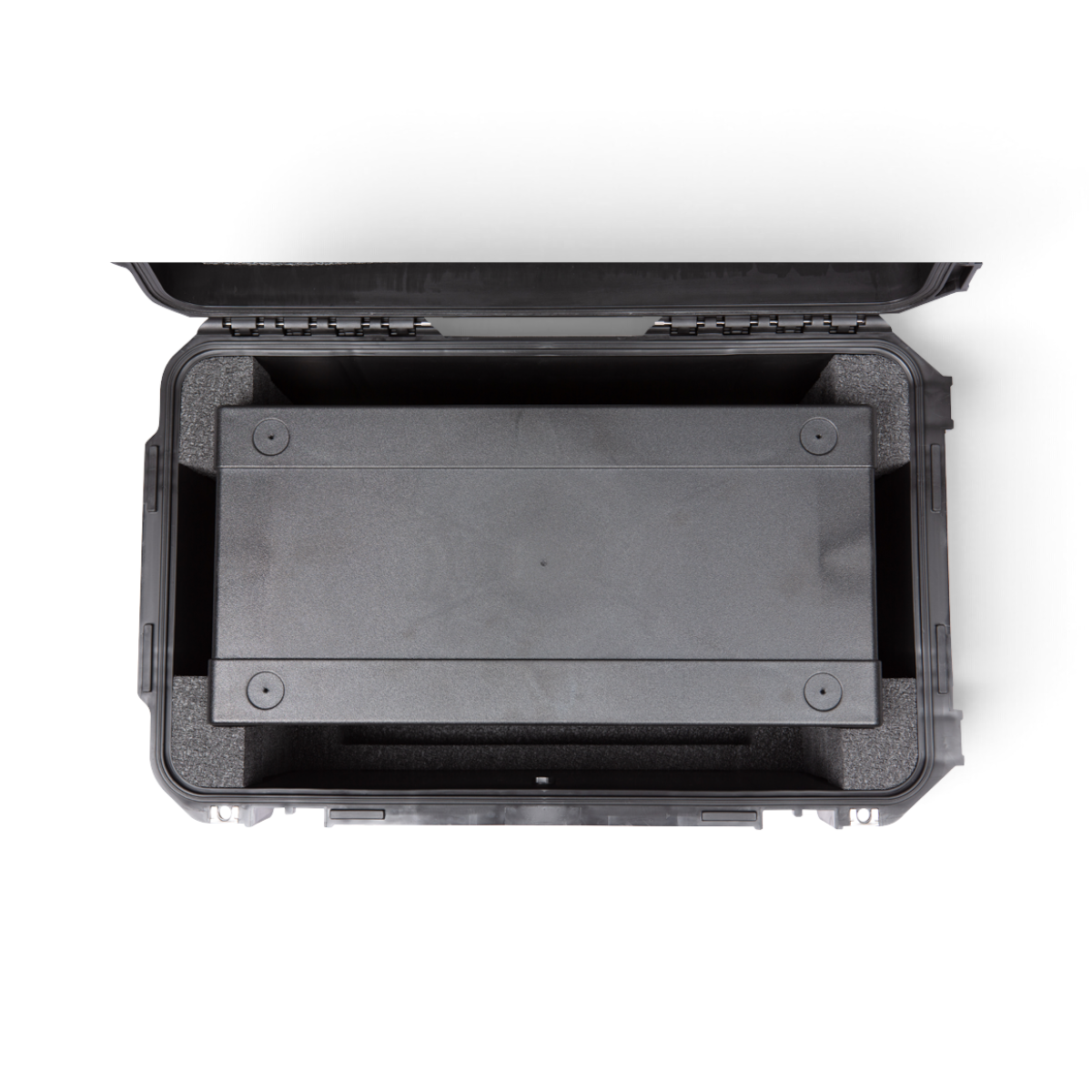 SKB Cases 4U iSeries shallow fly rack with black injection molded frame and protective foam interior