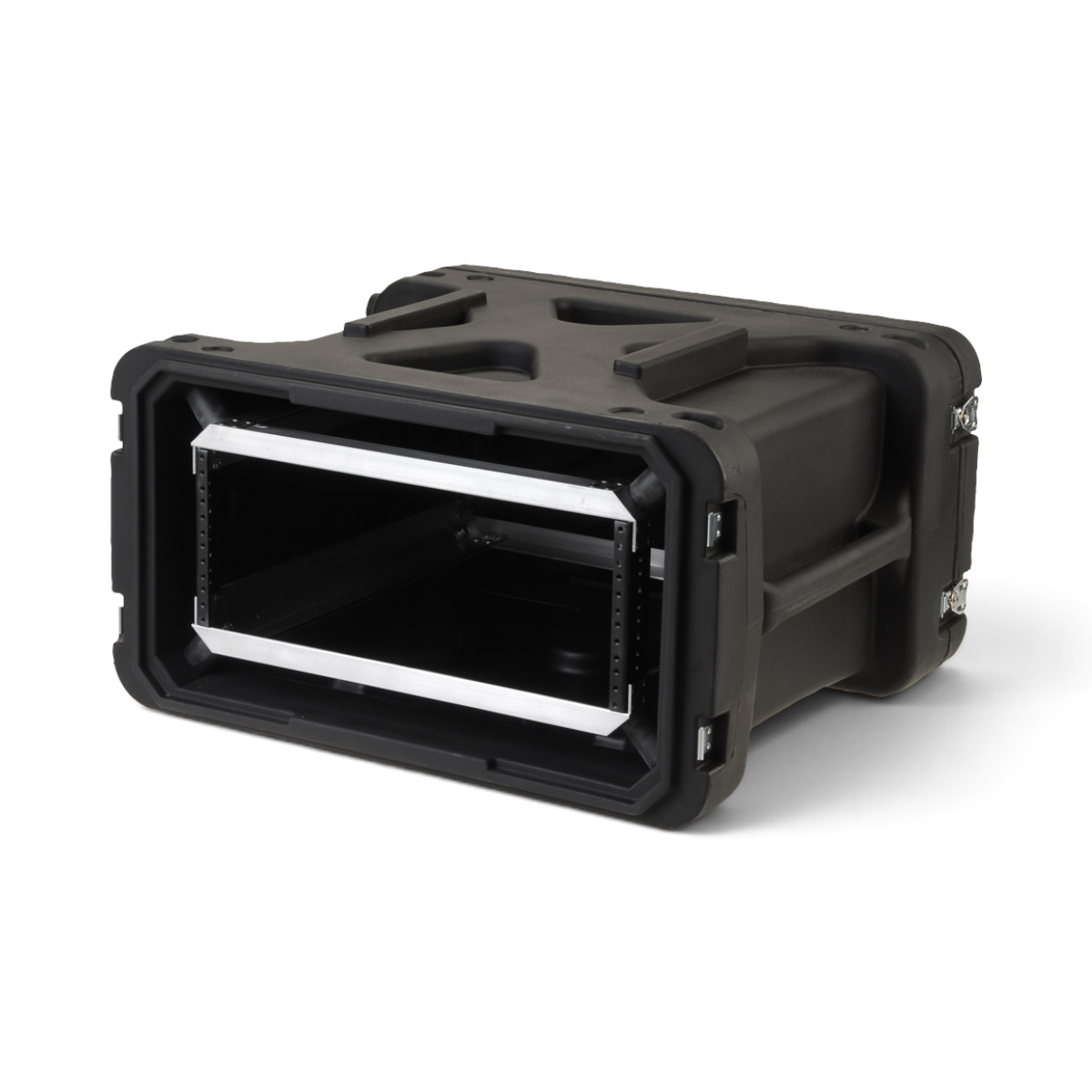 SKB Cases 4U 20-inch deep shock rack with internal frame and elastomer shock absorbers for sensitive equipment