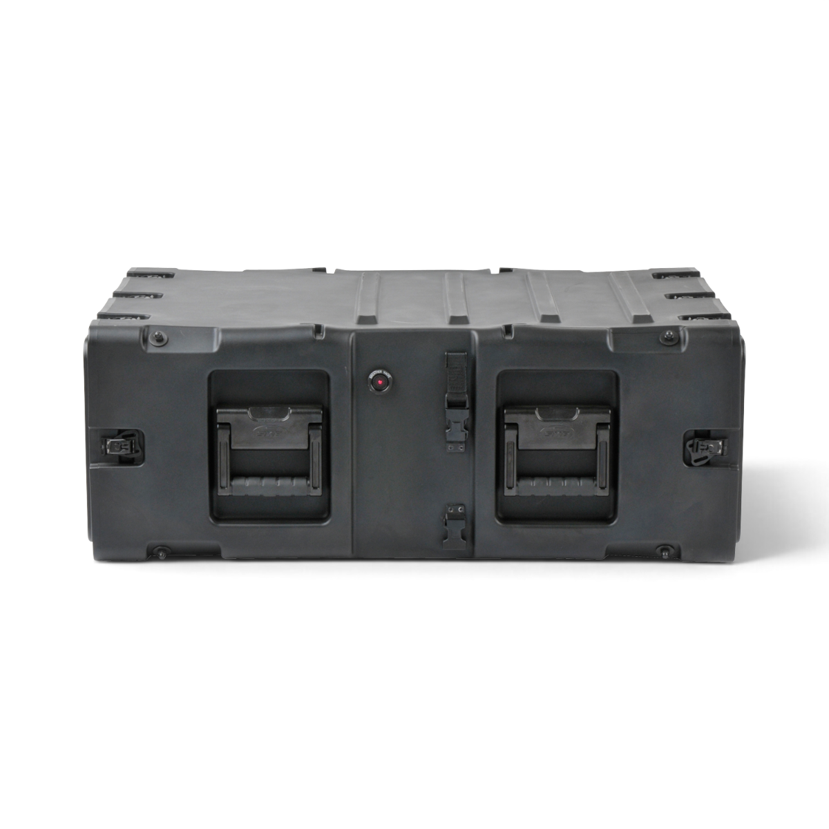 SKB Cases 4U 30-inch deep shock rack in black, featuring a rugged roto-molded shell and recessed hardware.