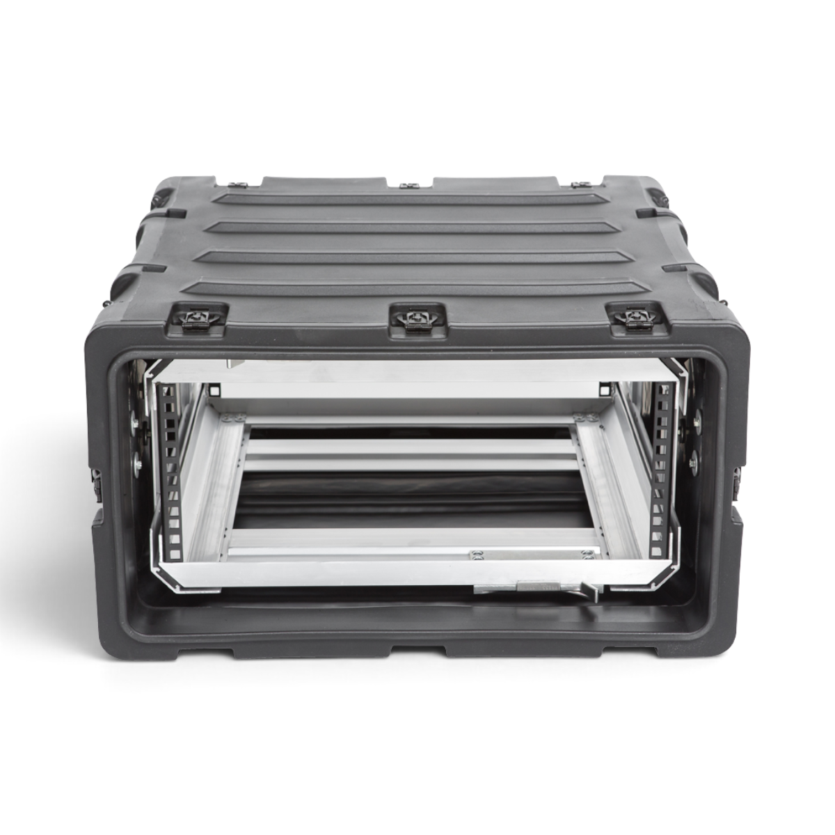 SKB Cases 4U 20-inch deep black shock rack with removable interior frame and rugged roto-molded polyethylene shell