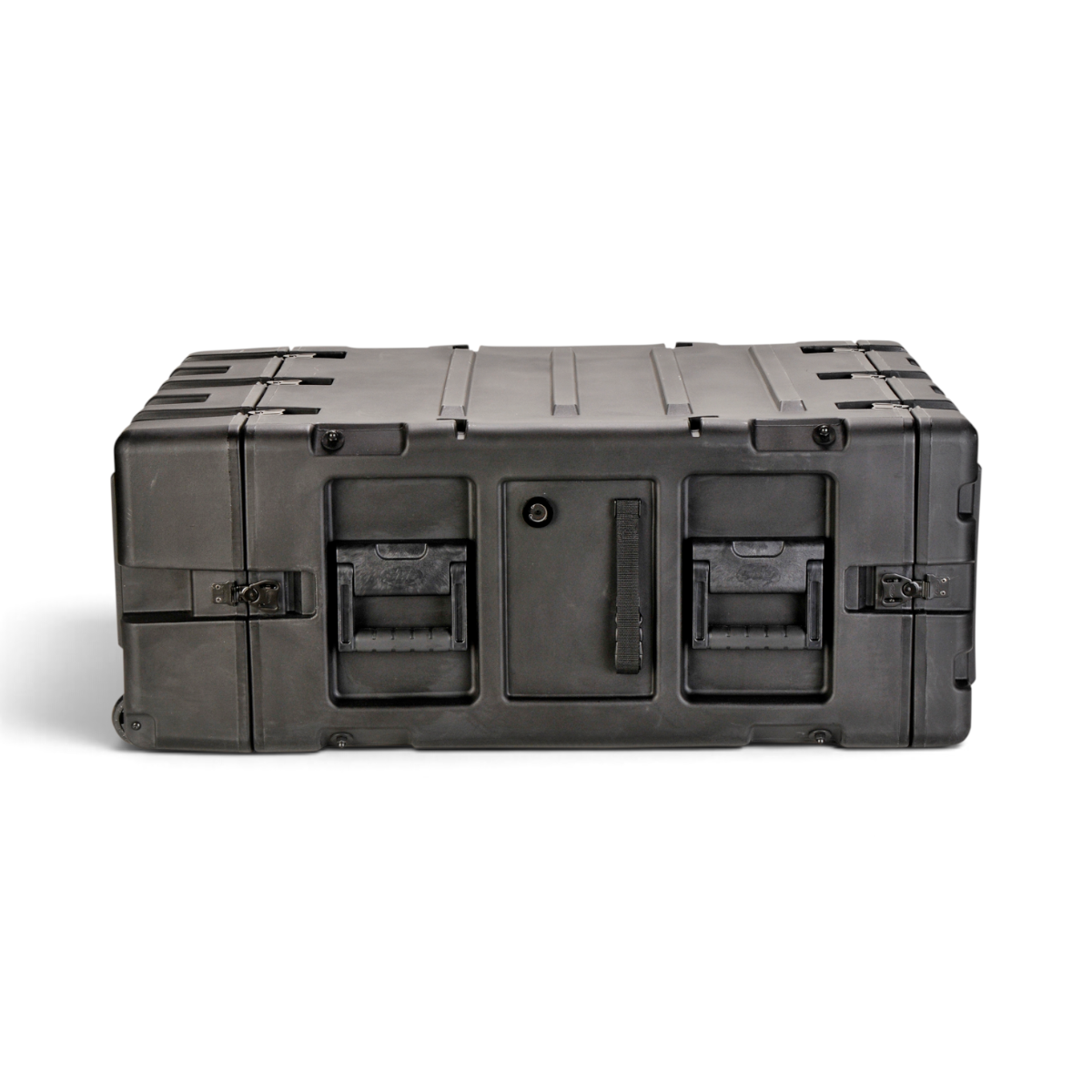 SKB Cases 4U 24-inch deep shock rack in black, featuring a rugged, watertight, and shockproof roto-molded shell.