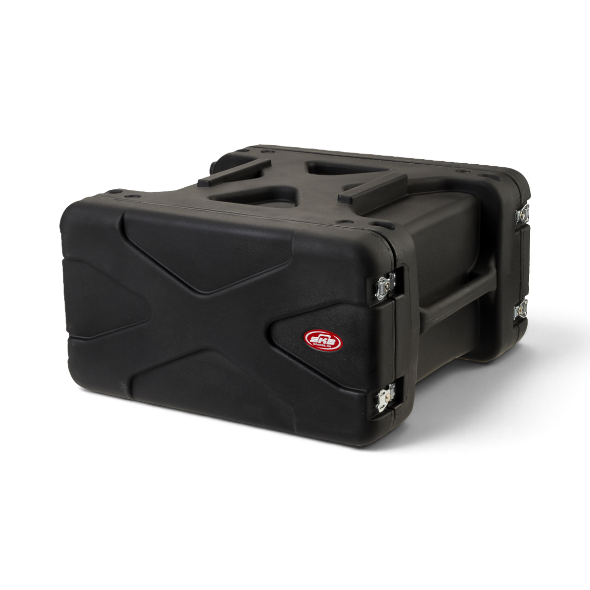 SKB Cases 4U 20-inch deep black roto shockmount rack case with reinforced corners and secure metal latches