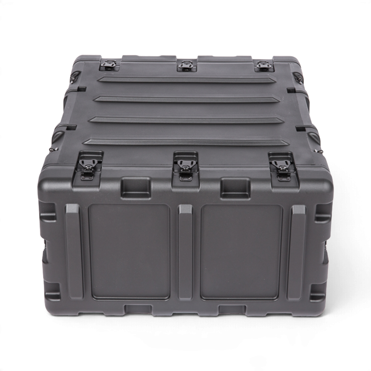 SKB Cases 4U 20-inch deep black shock rack transport case with rugged roto-molded shell and recessed hardware