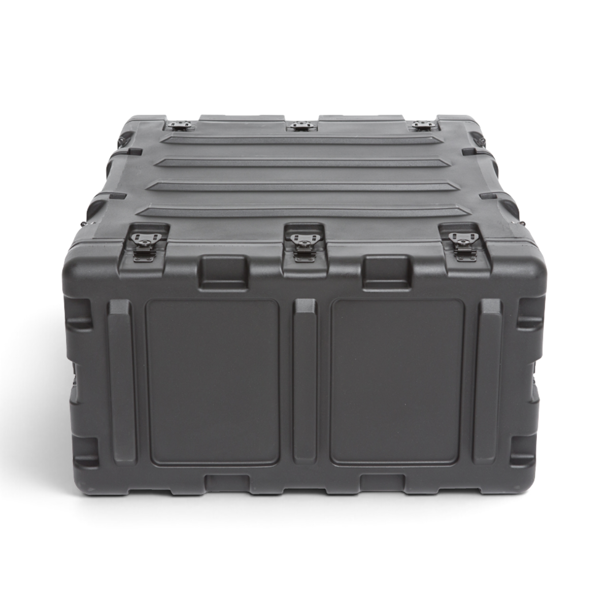 SKB Cases 4U 20-inch deep black shock rack transport case with rugged roto-molded shell and recessed hardware
