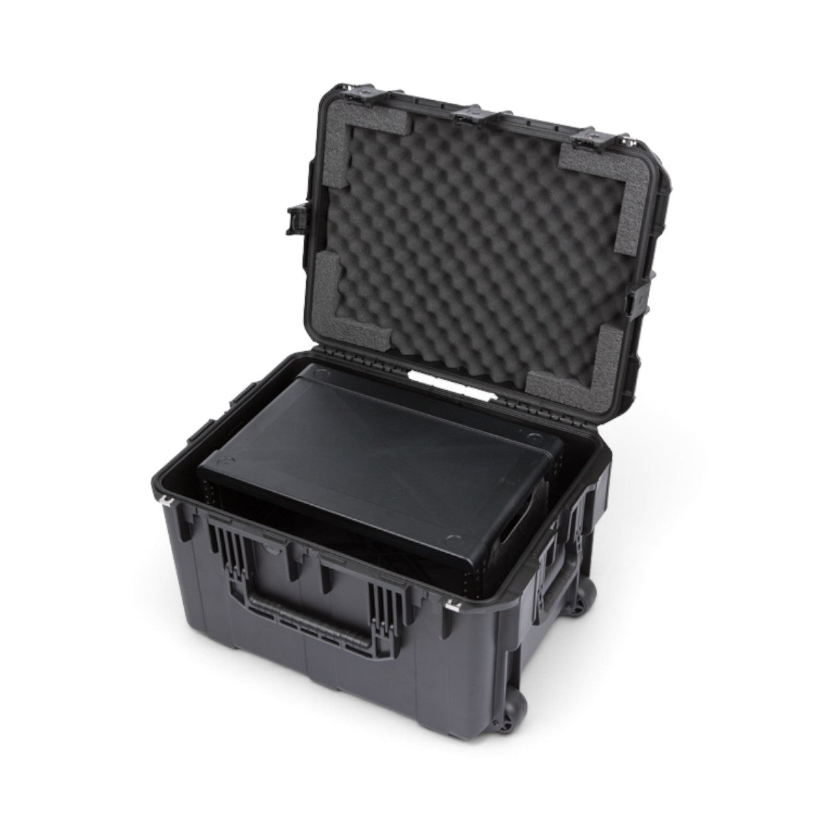 SKB Cases 4U iSeries wireless microphone fly rack with black injection molded shell and protective foam interior