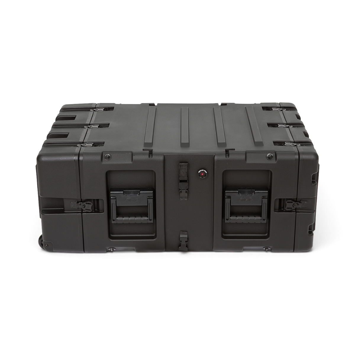 SKB Cases 5U 24-inch deep shock rack transport case in black, featuring a rugged, shockproof roto-molded design.