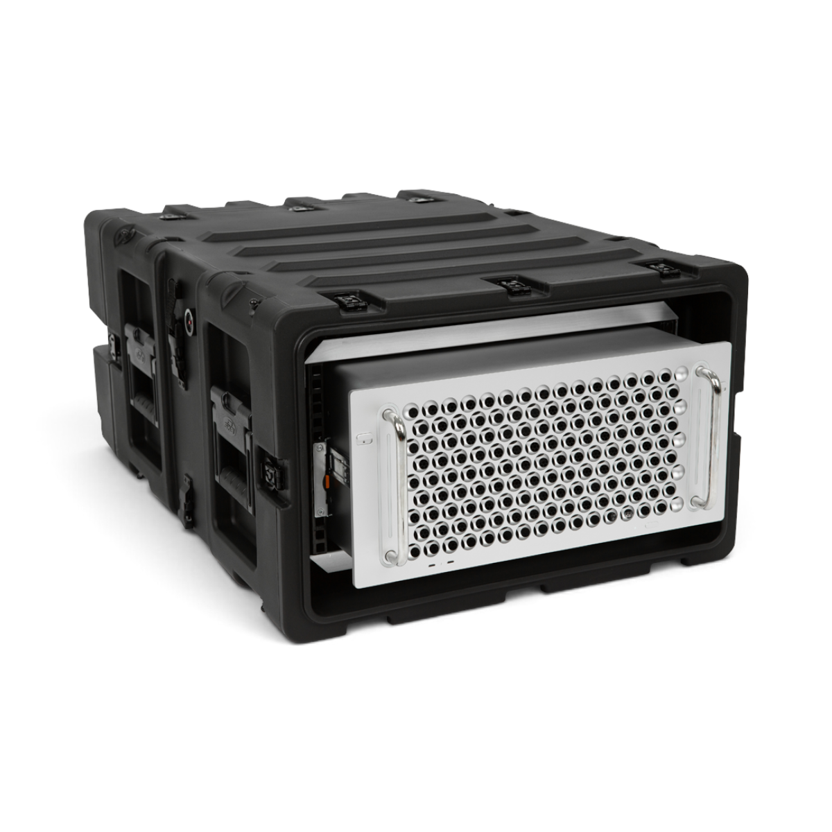 SKB Cases 5U 24-inch deep shock rack with a black roto-molded shell and mounted server equipment inside.