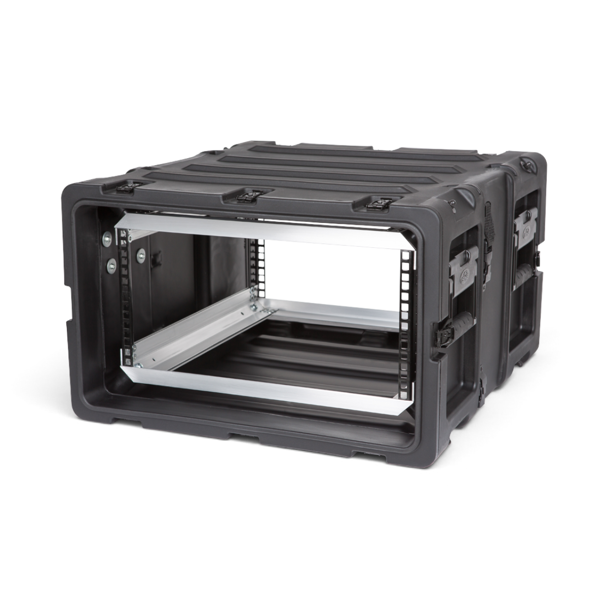 SKB Cases 5U 20-inch deep shock rack in black with internal aluminum frame and shock-absorbing design.