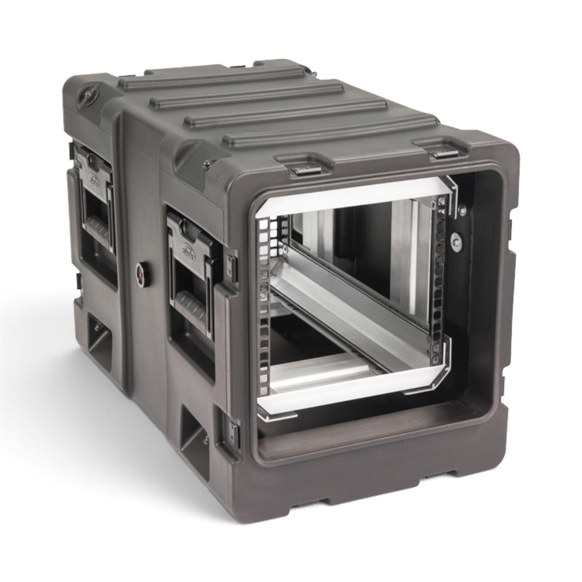 SKB Cases 5U 20-inch deep shock rack with a rugged black roto-molded shell and internal sliding equipment frame.