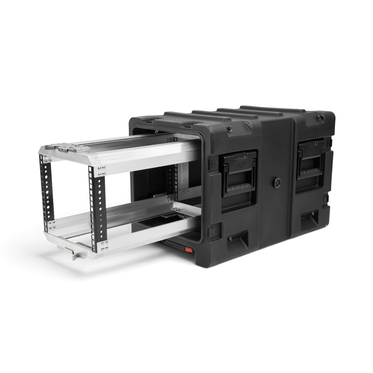 SKB Cases 5U 20-inch deep shock rack with a black roto-molded shell and an extended internal metal equipment frame.