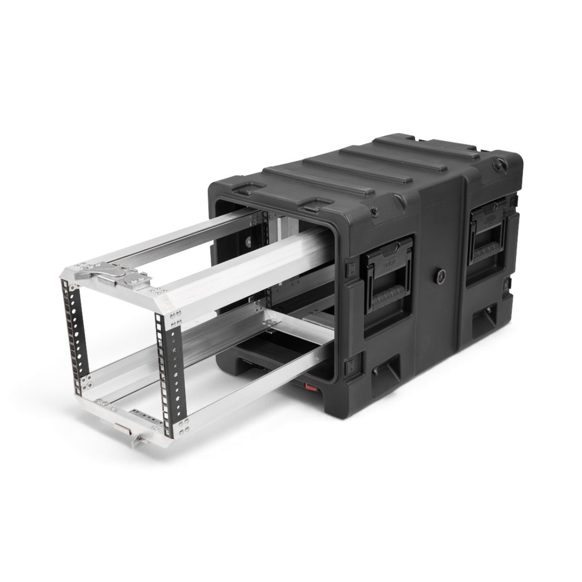 SKB Cases 5U 20-inch deep shock rack with a black roto-molded shell and an extended internal metal equipment frame.
