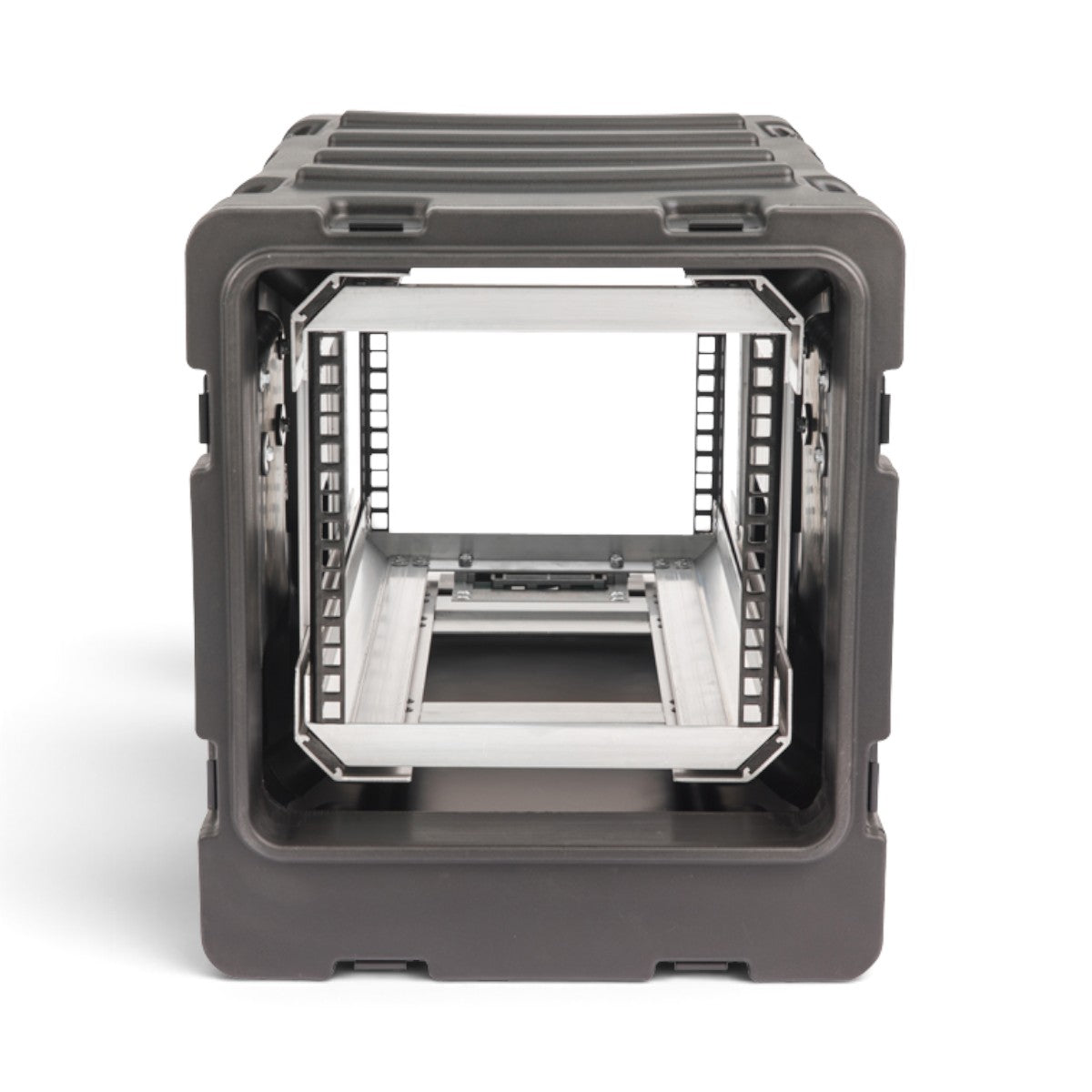 SKB Cases 5U 20-inch deep shock rack with a rugged grey roto-molded shell and internal sliding equipment frame.