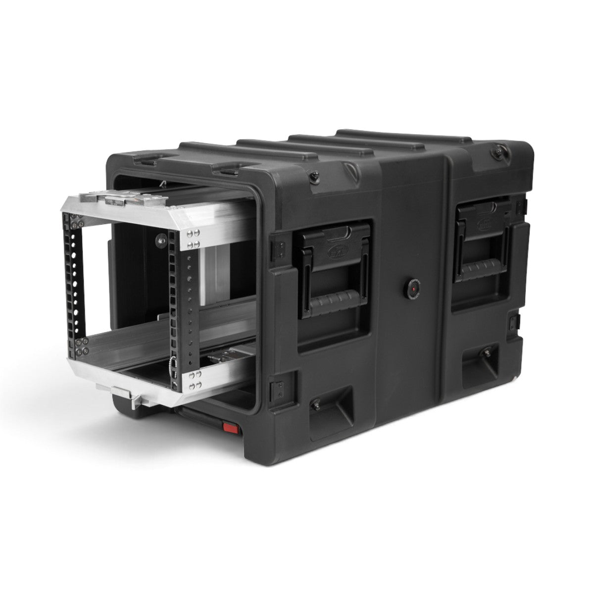 SKB Cases 5U 20-inch deep shock rack with a black roto-molded shell and a sliding internal equipment frame.