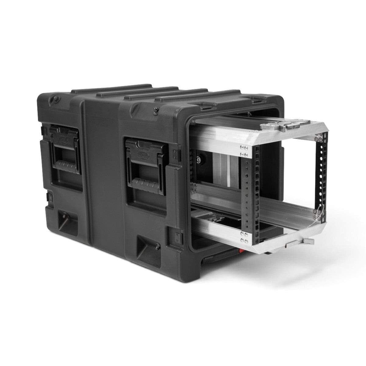 SKB Cases 5U 20-inch deep shock rack with a black roto-molded shell and a sliding internal equipment frame.