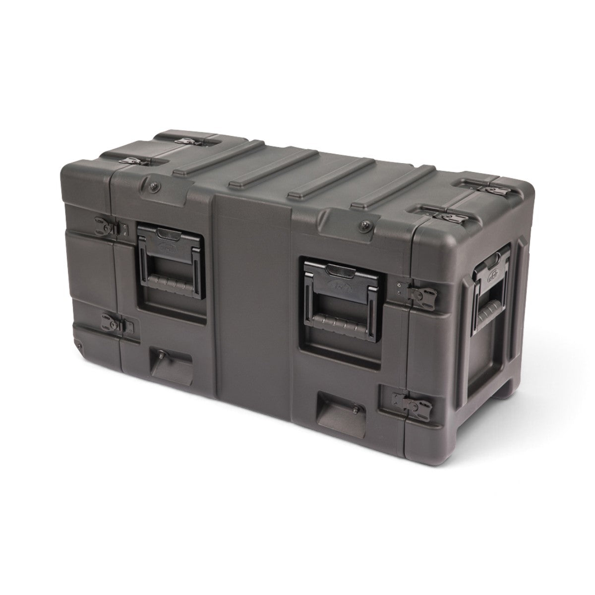 SKB Cases 5U 20-inch deep shock rack in black, featuring a rugged roto-molded shell and recessed spring-loaded handles.