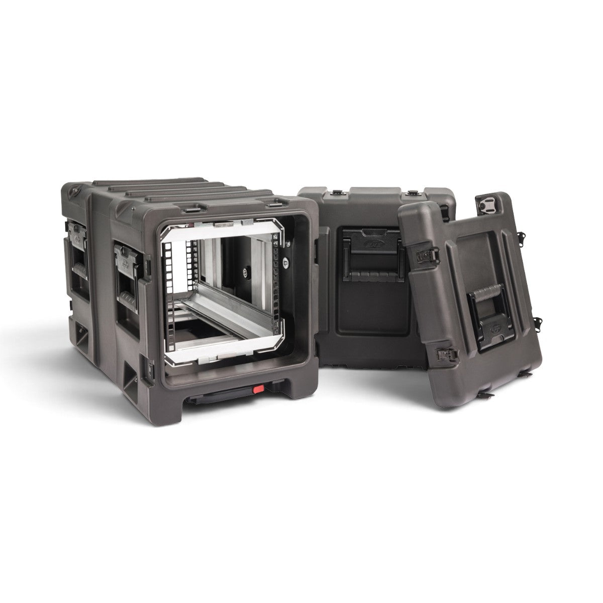 SKB Cases 5U 20-inch deep shock rack with removable lids, featuring a rugged black roto-molded shell and internal frame.