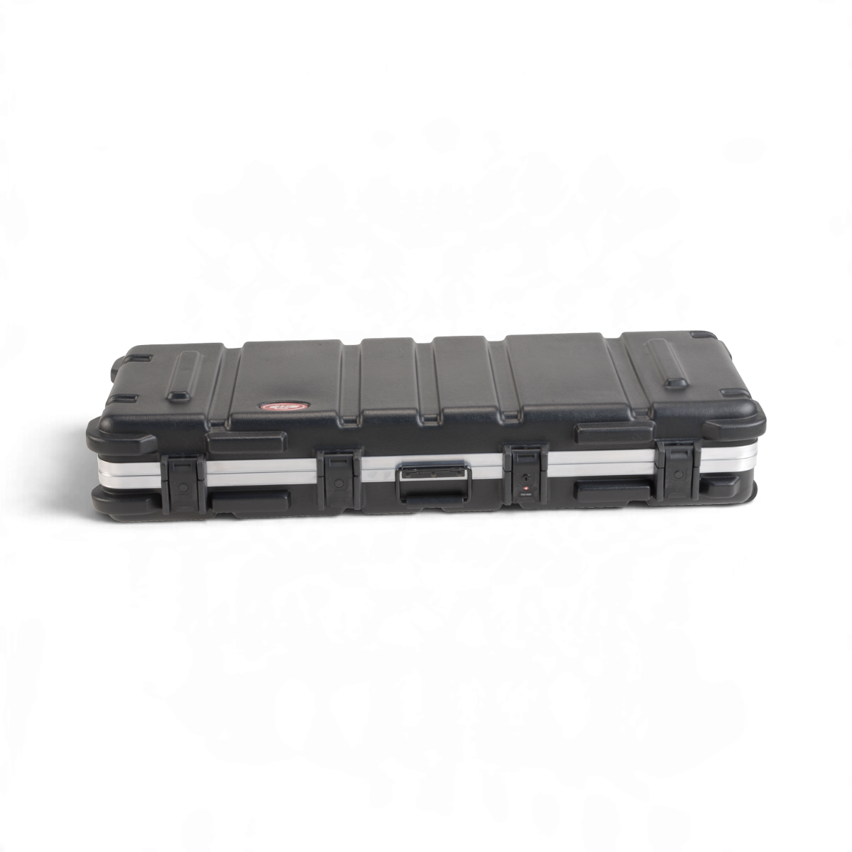 SKB Cases 61-note keyboard hard shell travel case in black with TSA-approved locking latches and protective bumpers.