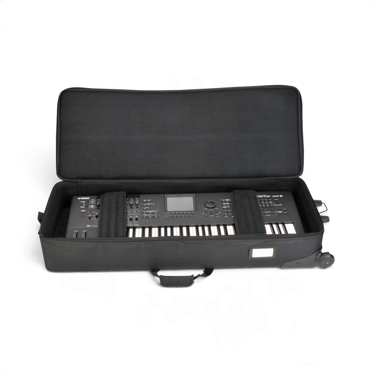 SKB Cases 61 note keyboard soft case with padded interior, wheels, and accessory storage pouches in black nylon