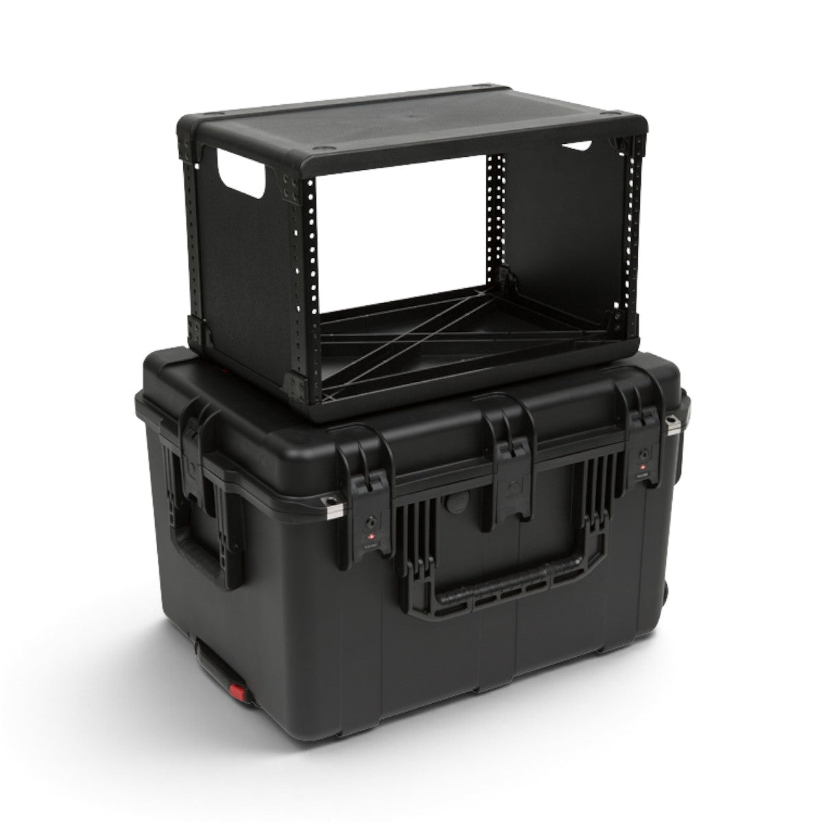 SKB Cases 6U iSeries injection molded fly rack with removable black rack frame and waterproof transport case
