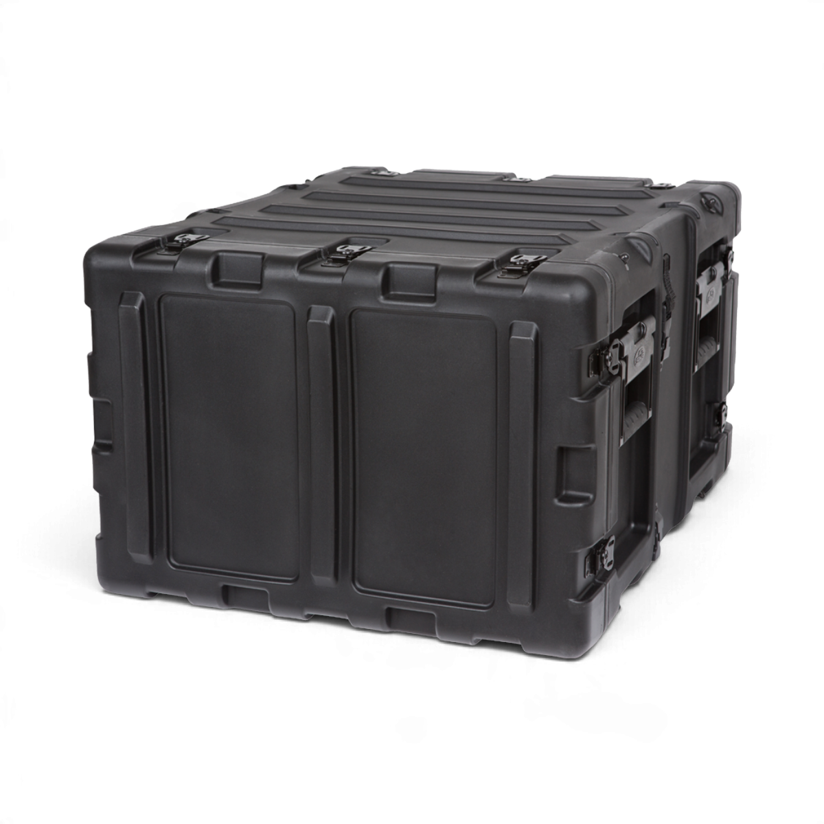 SKB Cases 6U 20-inch deep black shock rack transport case with rugged roto-molded shell and recessed hardware