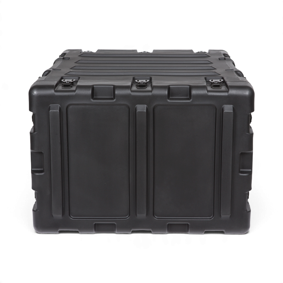 Rear view of 20-Inch Shockproof Rack Case RS Series 6U fully closed, showcasing its impact-resistant and watertight exterior for secure storage.