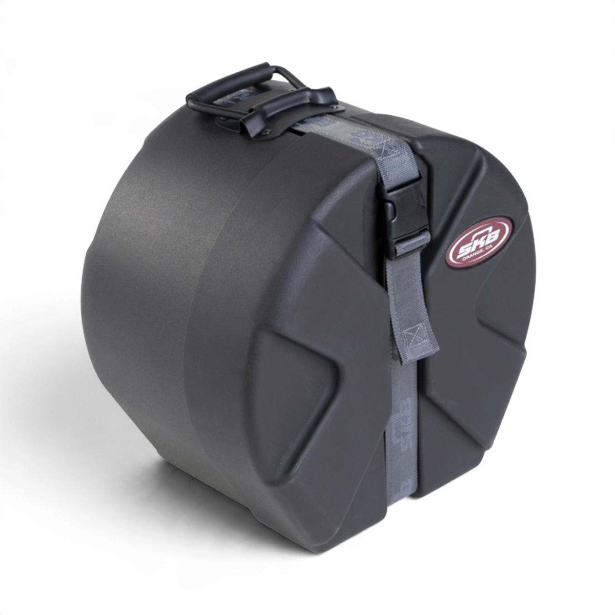 SKB Cases 6x10 snare drum case in black roto-molded plastic with a secure strap and ergonomic handle