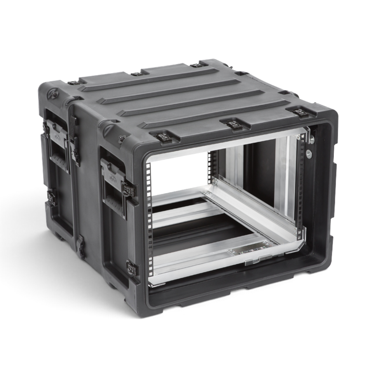 SKB Cases 7U 20-inch deep shock rack in black with a removable internal frame and rugged roto-molded shell