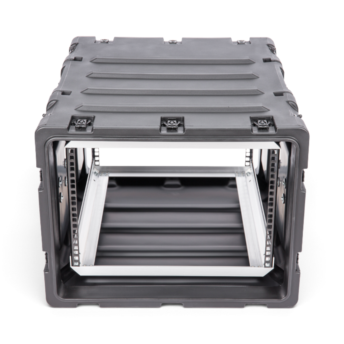 SKB Cases 7U 24-inch deep shock rack with a rugged black roto-molded shell and internal metal equipment rails.