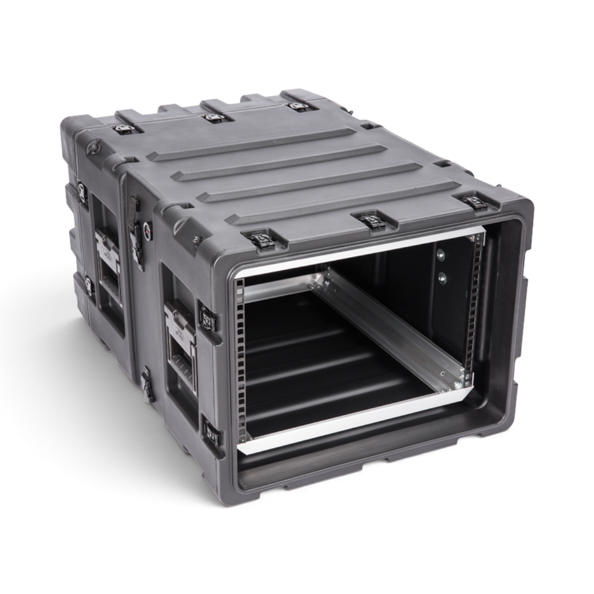 SKB Cases 7U 24-inch deep shock rack in black, featuring a rugged, shockproof, and watertight roto-molded shell.