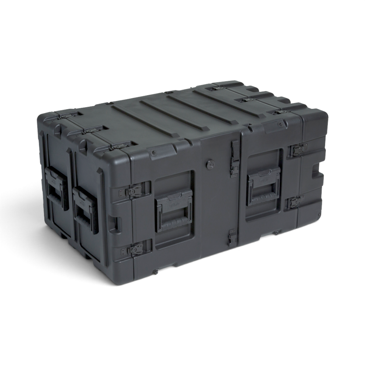 SKB Cases 7U 24-inch deep black shock rack transport case with rugged roto-molded shell and recessed hardware