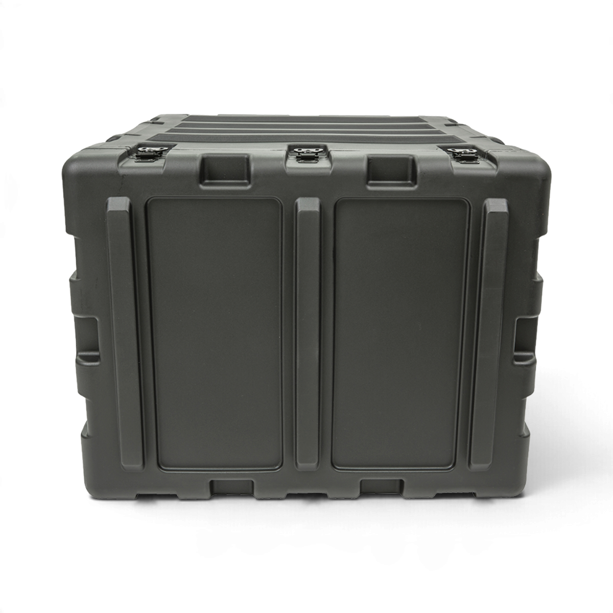SKB Cases 7U 20-inch deep black shock rack transport case with rugged roto-molded shell and recessed hardware.