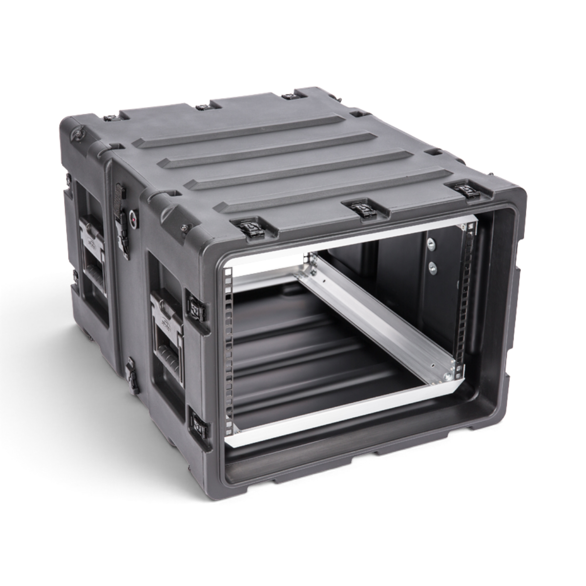 SKB Cases 7U 24-inch deep shock rack in black, featuring a rugged roto-molded shell and internal metal rack rails.