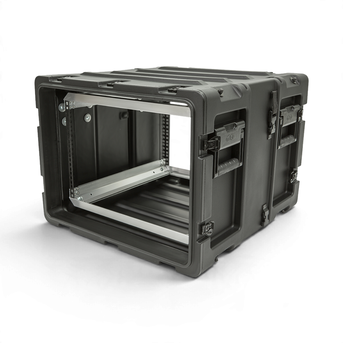 SKB Cases 7U 20-inch deep shock rack in black with aluminum inner chassis and rugged roto-molded exterior shell.