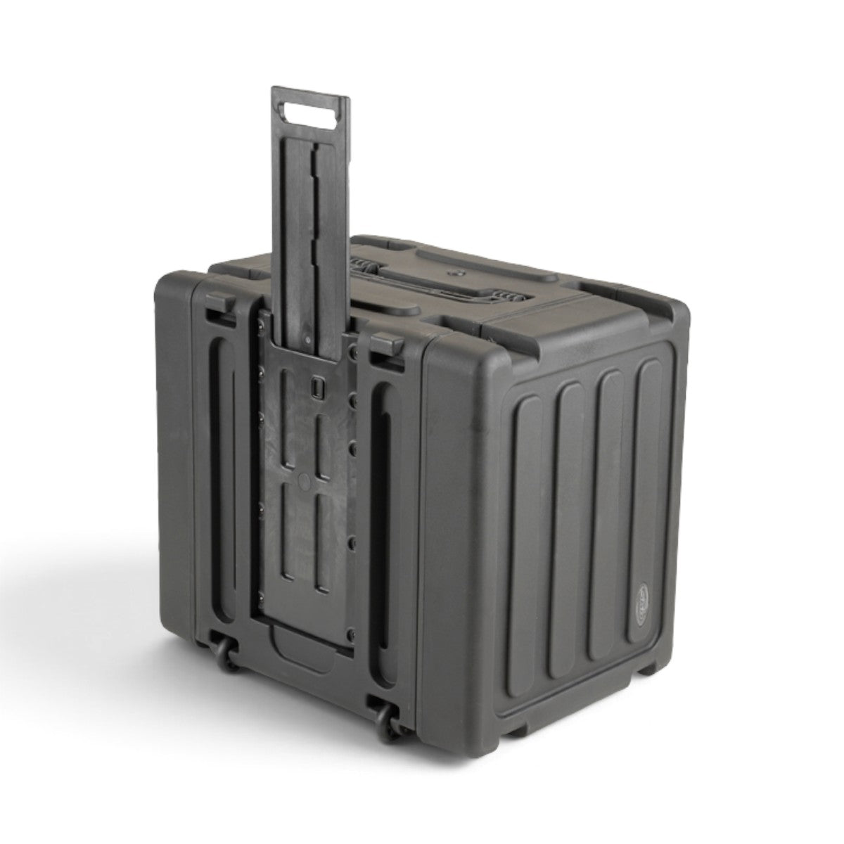 SKB Cases 8U 20-inch deep rolling shock rack in black with pull handle and stackable molded design