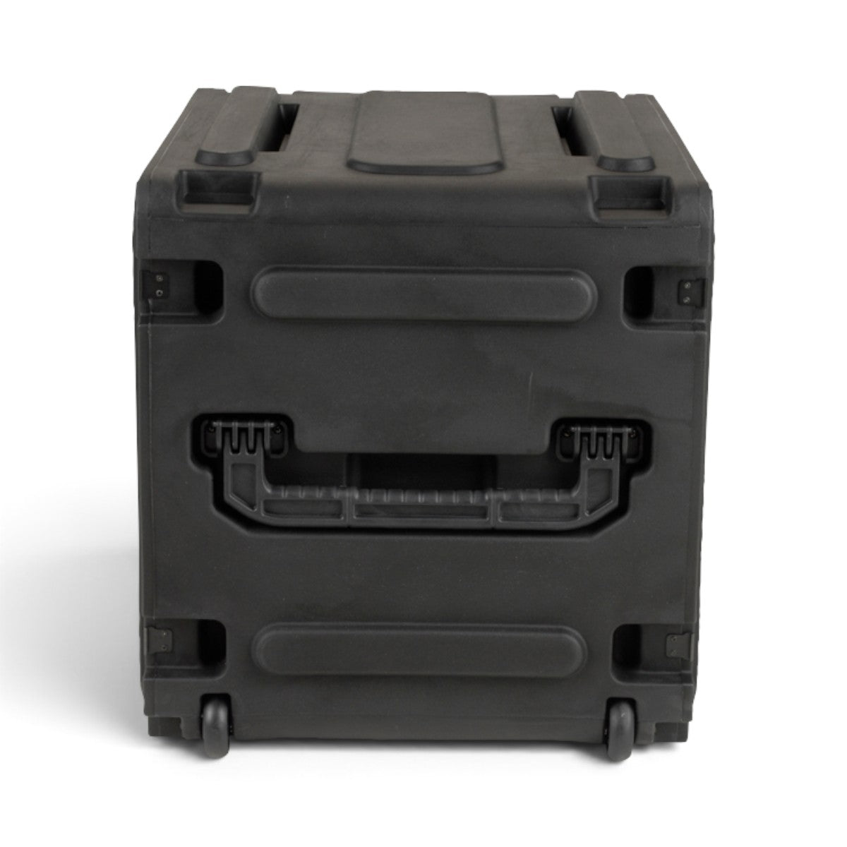 SKB Cases 8U 20-inch deep rolling shock rack in black with injection molded design and integrated pull handle