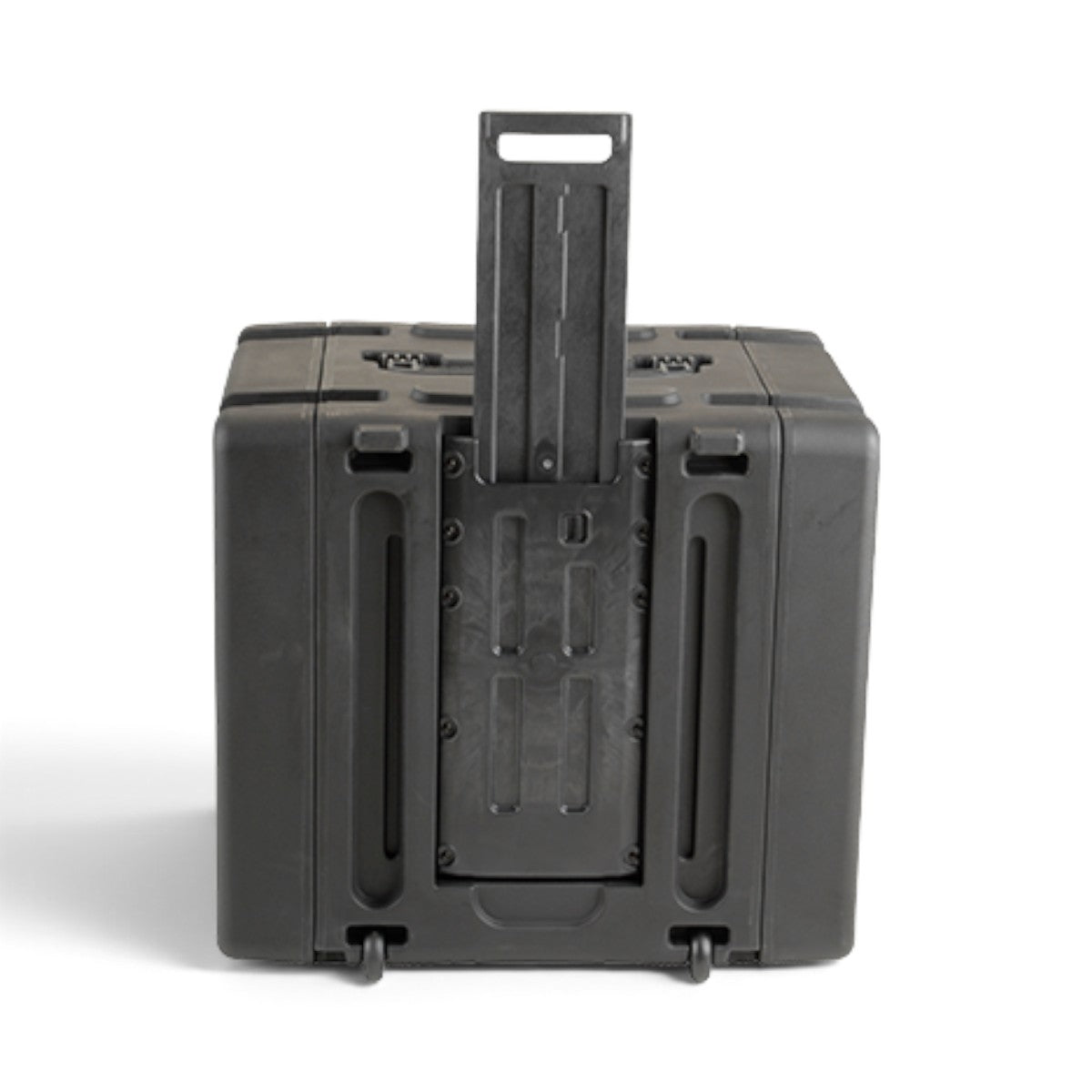SKB Cases 8U 20-inch deep rolling shock rack with black molded exterior and extended pull handle