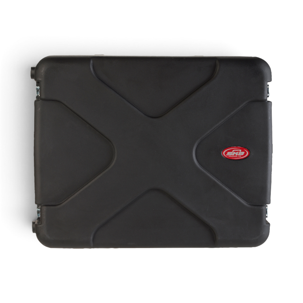 SKB Cases 8U 20-inch deep black roto shockmount rack case with a durable, impact-resistant exterior design.