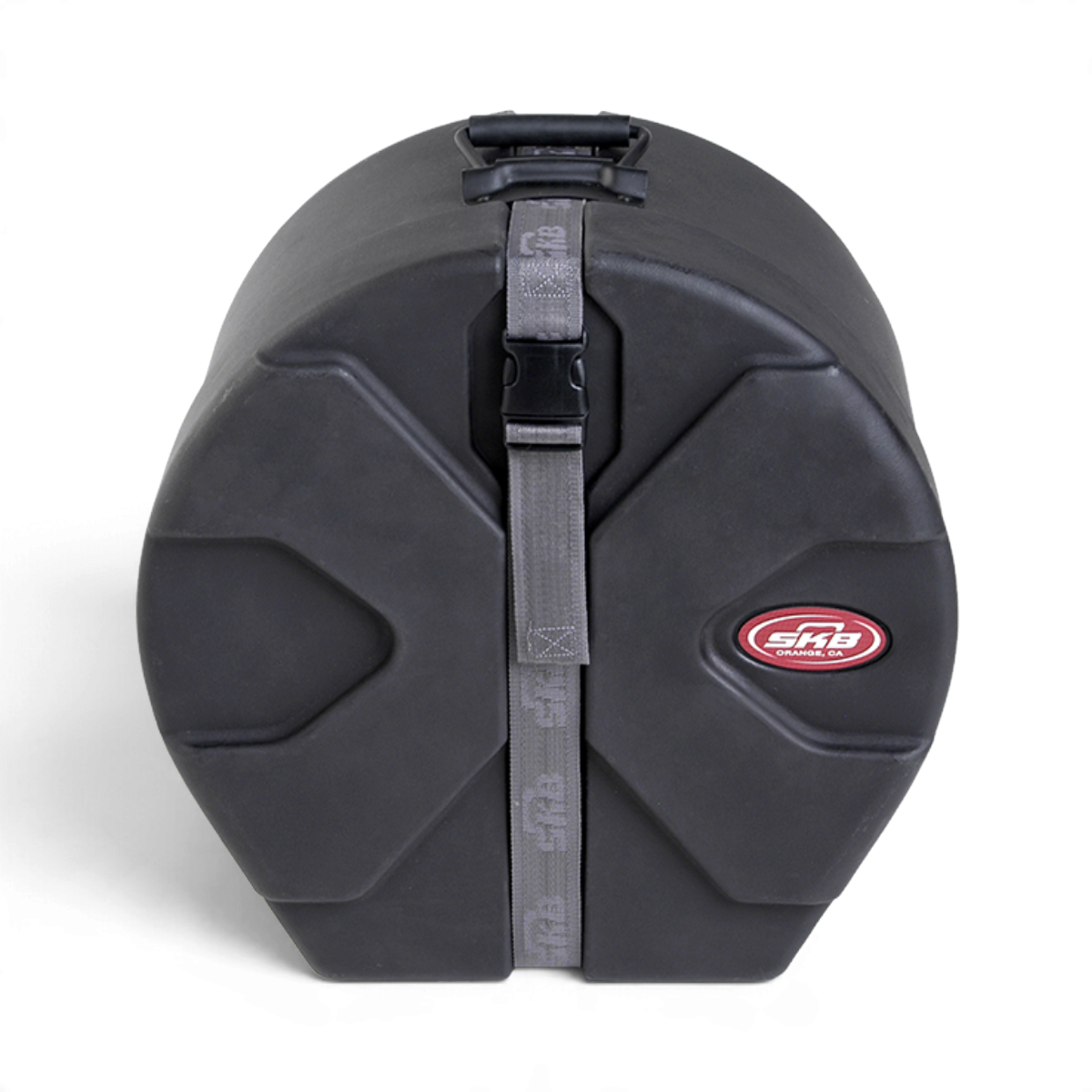 SKB Cases 8x14 inch roto-molded black drum case with D-shaped design, secure strap, and padded interior.