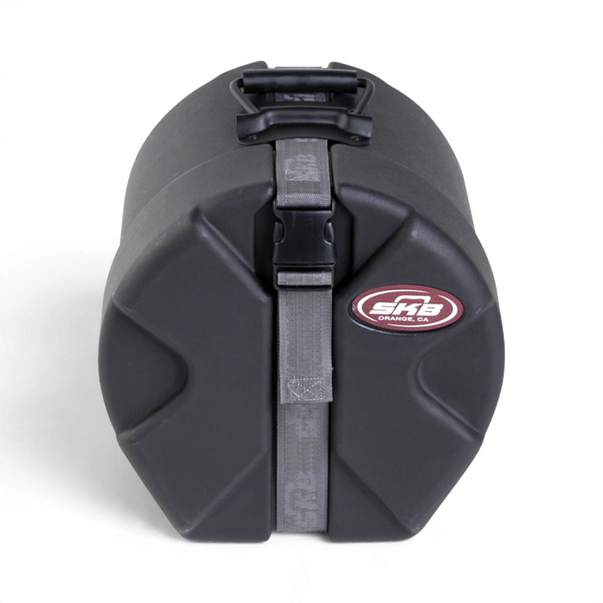 SKB Cases 8x8 roto-molded black drum tom case with Roto-X pattern, sure grip handle, and secure buckle strap.